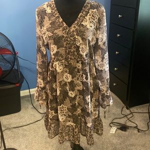 Multi color dress, black, blush rose color